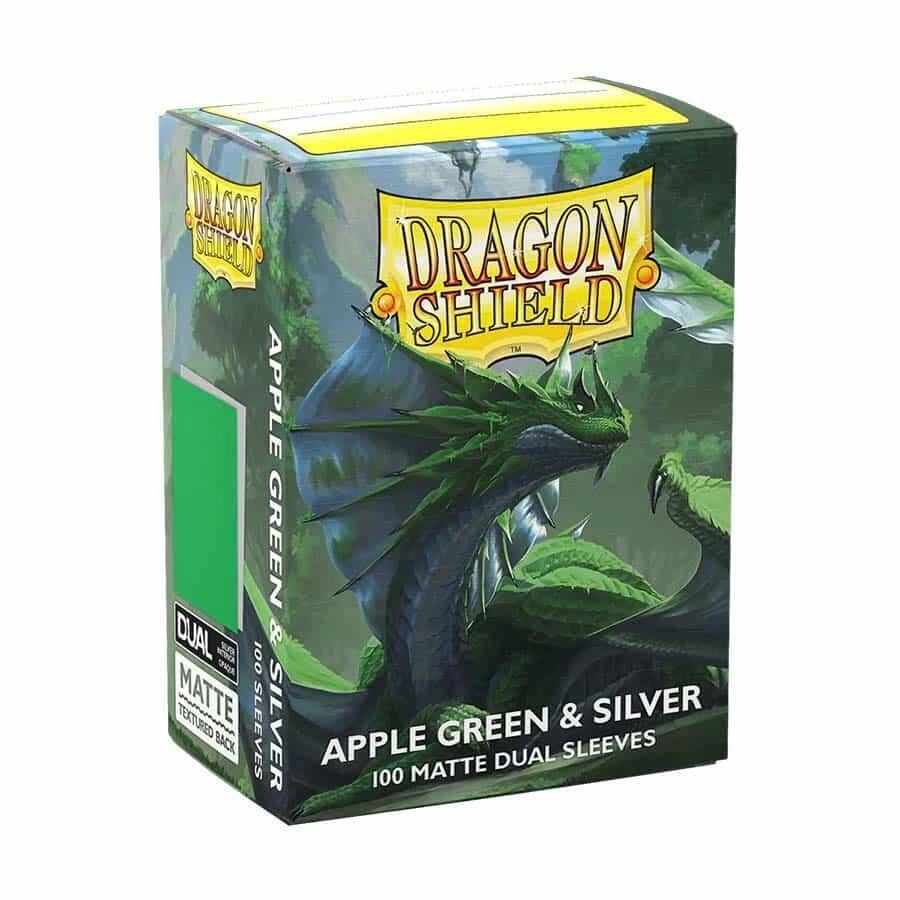 Dragon Shield Sleeves: Standard DUAL Matte Apple Green & Silver (100 ct.)