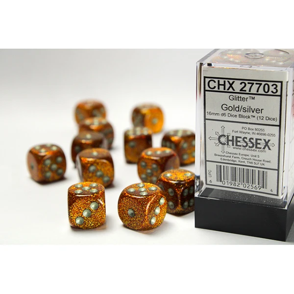 16mm 12d6 Glitter: Gold/Silver