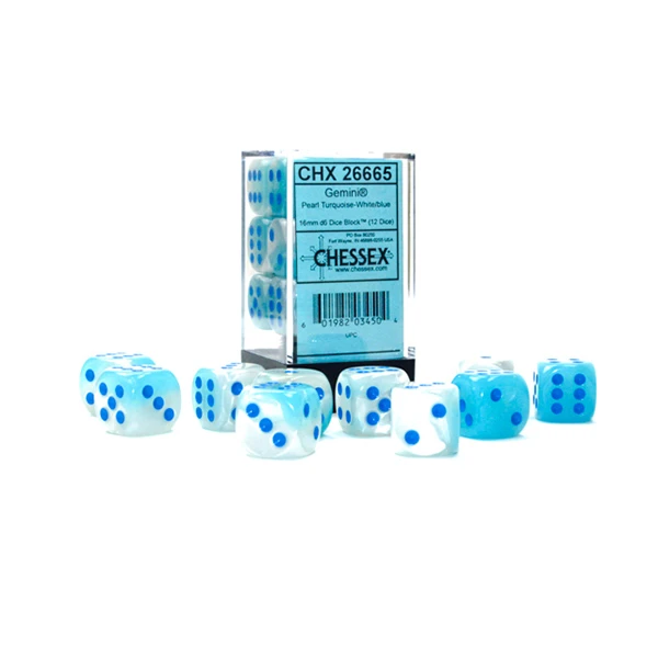 16mm 12d6 Gemini Luminary: Pearl Turquoise-White/ Blue