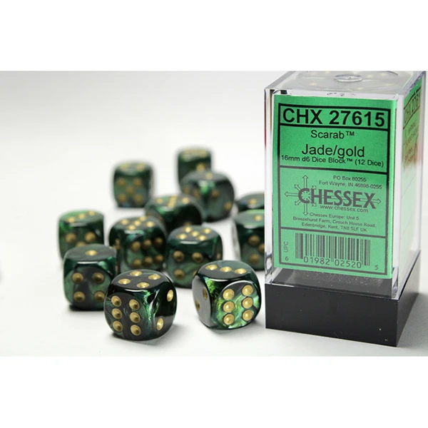 16mm 12d6 Scarab: Jade/Gold